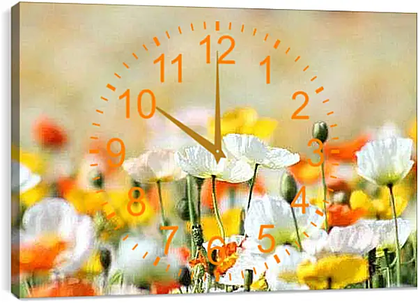 Часы картина - Белые маки