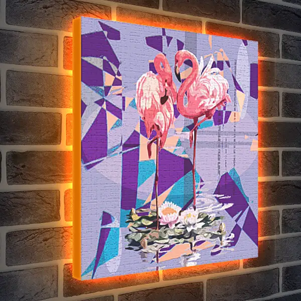Лайтбокс световая панель - Фламинго. Абстракция. На основе живописной  картины автора "Свидание фламинго"