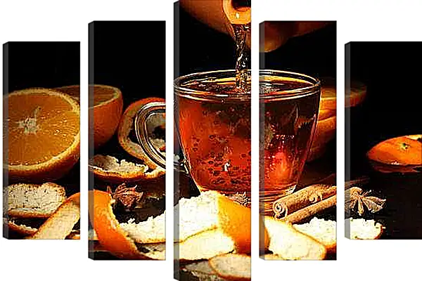 Модульная картина - Чашка чая. Ароматный чай.