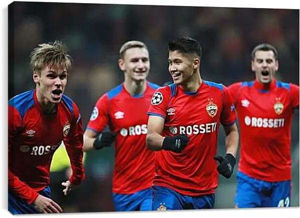 Постер на подрамнике - Празднование гола. ФК ЦСКА Москва. FC CSKA Moscow