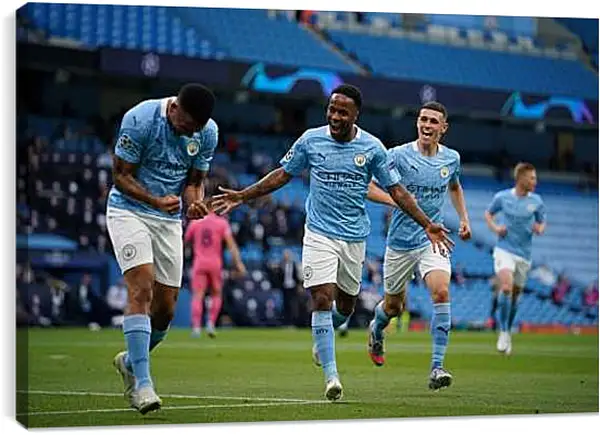Постер на подрамнике - Празднование гола. Манчестер Сити. Manchester City