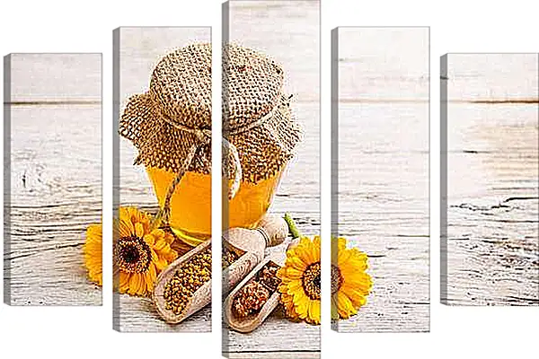 Модульная картина - Мед и цветочки. Солнечный нектар.