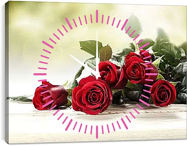 Часы картина - Красные розы