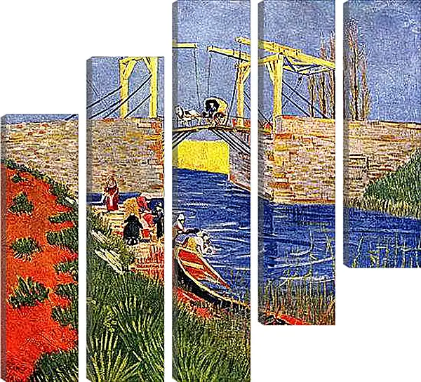 Модульная картина - The Langlois Bridge at Arles with Women Washing. Винсент Ван Гог