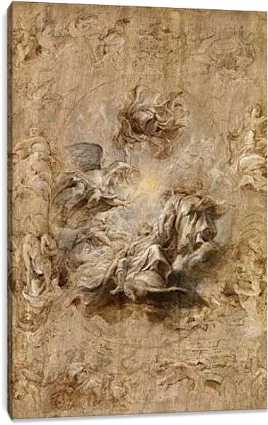 Постер на подрамнике - Multiple Sketch for the Banqueting House Ceiling. Питер Пауль Рубенс