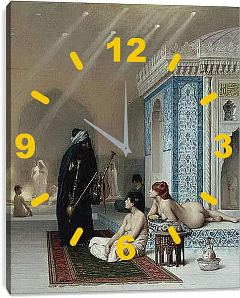 Часы картина - Pool in a Harem. Жан-Леон Жером