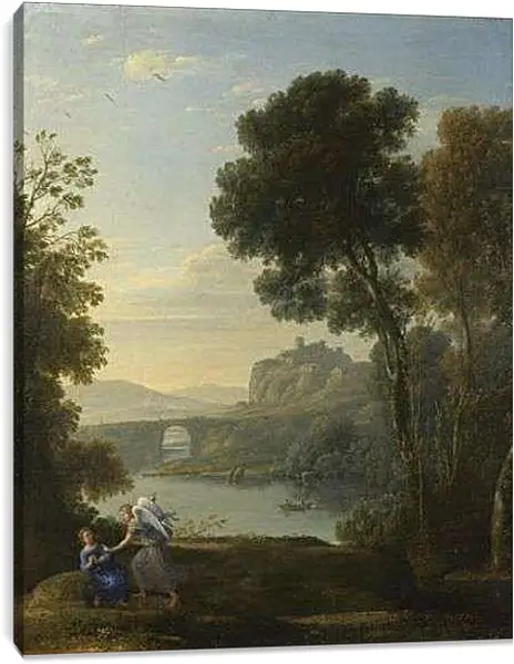 Постер на подрамнике - Landscape with Hagar and the Angel. Лоррен Клод