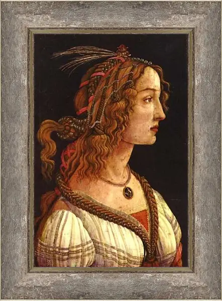 Картина в раме - Портрет молодой женщины. Сандро Боттичелли