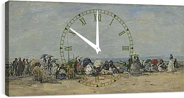 Часы картина - Beach Scene, Trouville. Эжен Буден