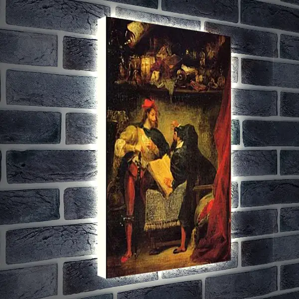 Лайтбокс световая панель - Faust & Mephistopheles. Эжен Делакруа