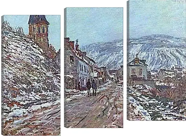 Модульная картина - Street near Vetheuil in Winter. Клод Моне