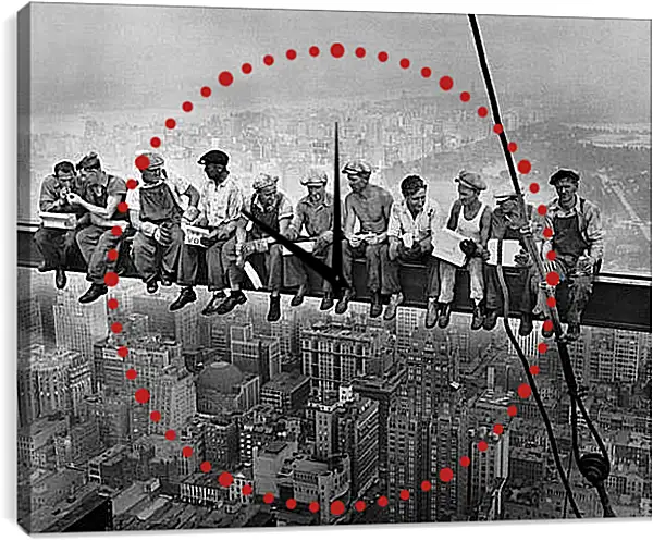 Часы картина - Рабочие на балке, Обед над Манхеттеном. Строительство Эмпайр стейт билдинг