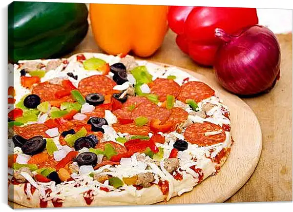 Постер на подрамнике - Овощная пицца. Итальянская Феерия.
