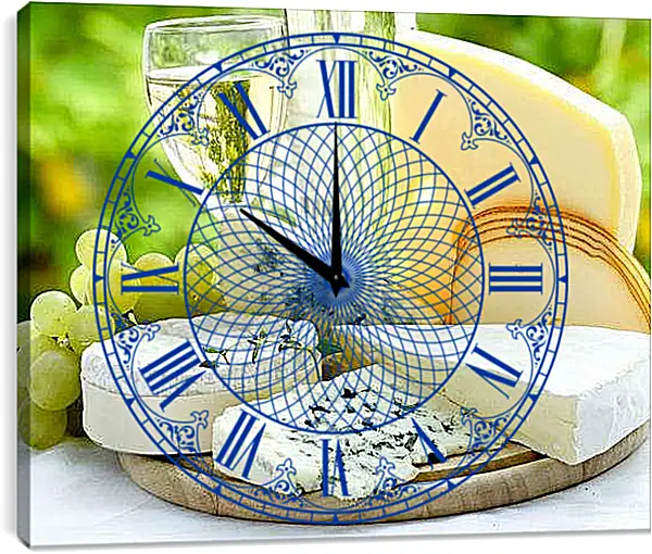 Часы картина - Ассорти сыров. Сырное изобилие.
