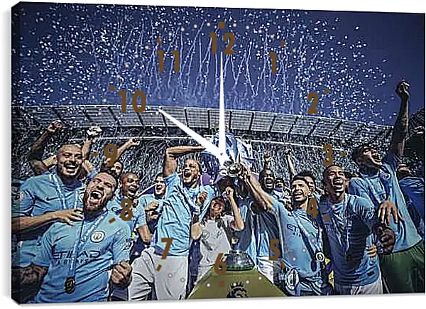 Часы картина - Победа в АПЛ. ФК Манчестер Сити. FC Manchester City