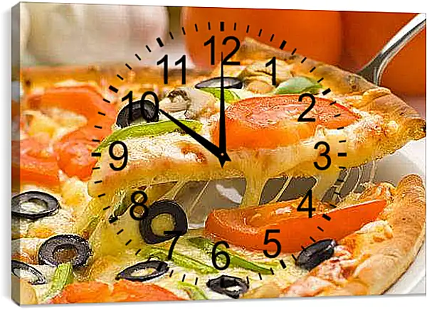 Часы картина - Кусок пиццы. Итальянское наслаждение.