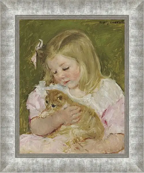 Картина в раме - Сара, держащая кота. Кэссетт (Кассатт) Мэри Стивенсон
