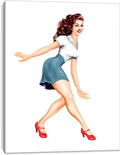 Постер на подрамнике - Девушка (стиль пин ап)