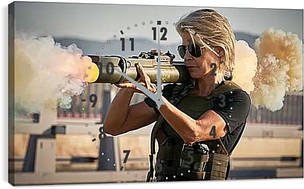 Часы картина - Линда Гамильтон. Базука. Терминатор. Тёмные судьбы