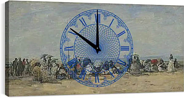 Часы картина - Beach Scene, Trouville. Эжен Буден