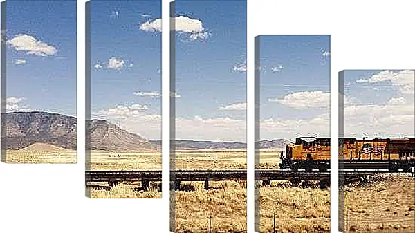 Модульная картина - Американский поезд в прерии