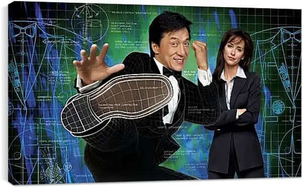 Постер на подрамнике - Джеки Чан и Дженнифер Лав Хьюитт. Смокинг