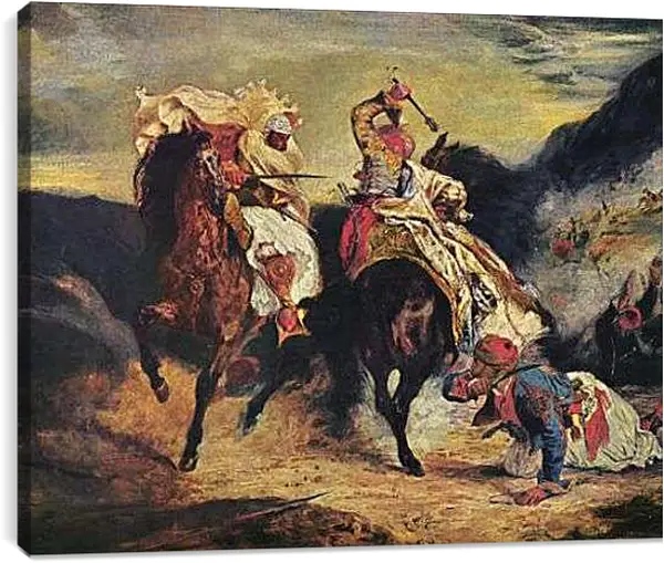 Постер на подрамнике - Combat of the Giaour and the Pasha. Эжен Делакруа