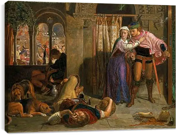 Постер на подрамнике - Полет Маделин и Порфиро, посещающих попойку накануне дня святой Агнессы. Фрагмент II. Уильям Холман Хант