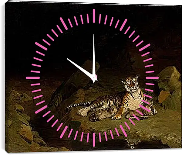 Часы картина - Tiger and Cubs - Тигр и детеныши. Жан-Леон Жером