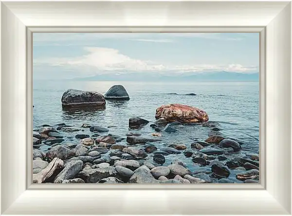 Картина в раме - Прибрежные камни. Байкал