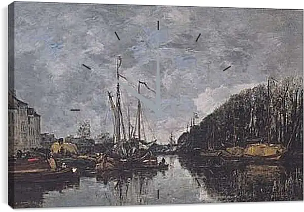 Часы картина - Kanal an der Allee Verte in Brussel. Эжен Буден