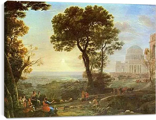 Постер на подрамнике - Вид Дельф с процессией паломников. Лоррен Клод