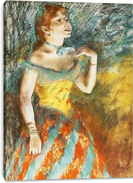 Постер на подрамнике - La Chanteuse verte, chanteuse de cafe-concert. Эдгар Дега