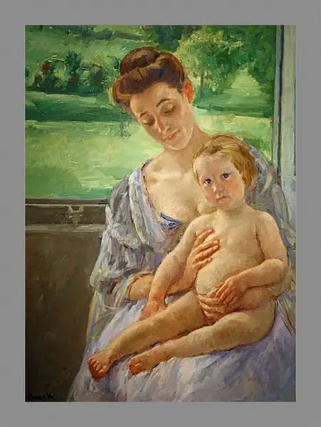 Картина в раме - Mother and Child in the Conservatory. Кэссетт (Кассатт) Мэри Стивенсон