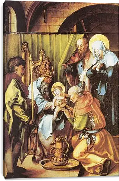 Постер на подрамнике - Die sieben Schmerzen Maria, Mitteltafel (Beschneidung Christi). Обрезание Христа. Альбрехт Дюрер