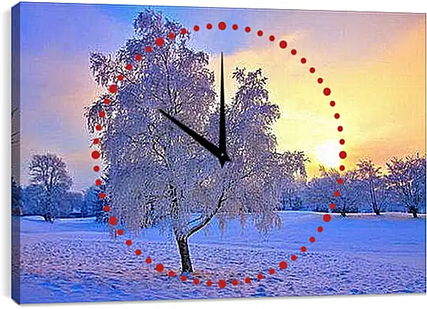 Часы картина - Замёрзшее одинокое дерево