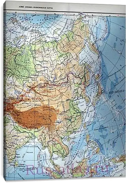 Постер на подрамнике - Карта Азии