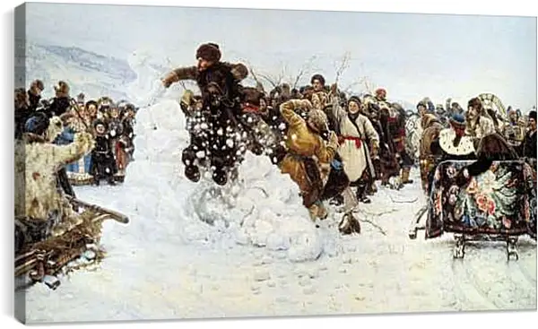 Постер на подрамнике - Взятие снежного городка. Василий Суриков