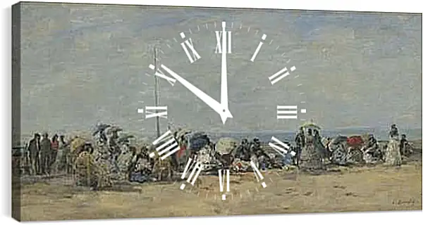 Часы картина - Beach Scene, Trouville. Эжен Буден