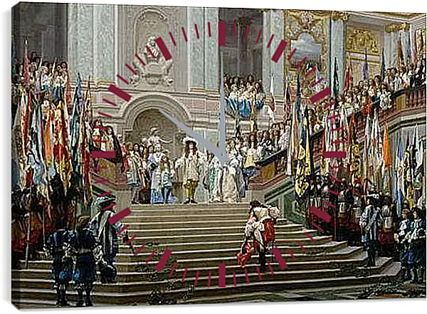 Часы картина - Прием принца Конде Людовиком XIV в Версале в 1674 году. Жан-Леон Жером