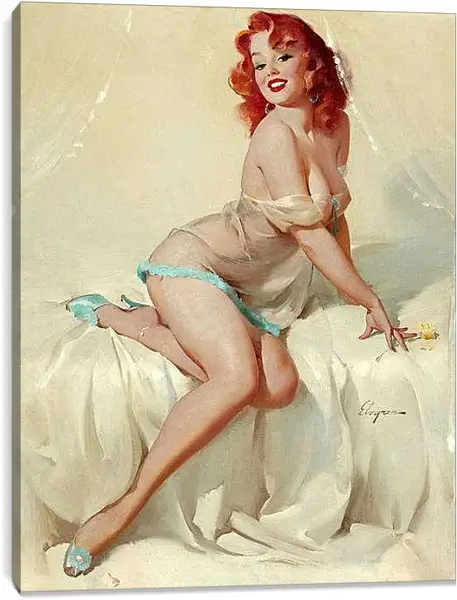 Постер на подрамнике - Рыжая девушка (стиль пин ап)