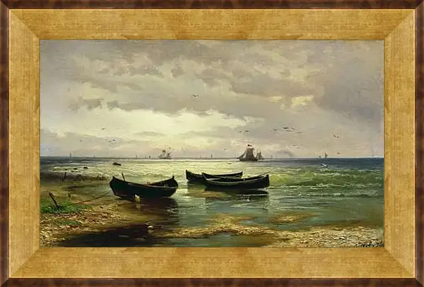 Картина в раме - Взморье. Рыбацкие лодки. Ефим Волков