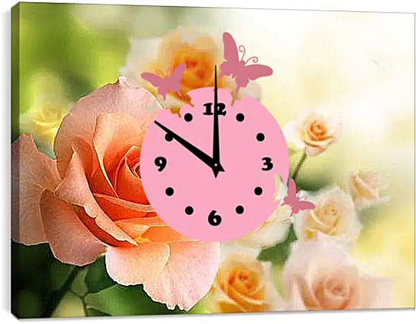 Часы картина - Розы