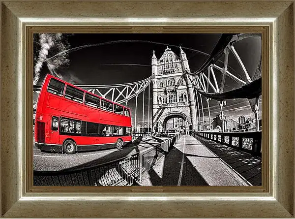 Картина в раме - Лондон. Красный автобус.