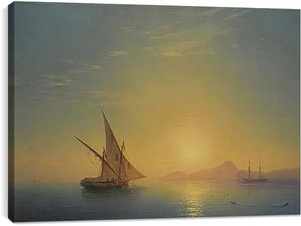 Постер на подрамнике - Закат над Искьей. Иван Айвазовский