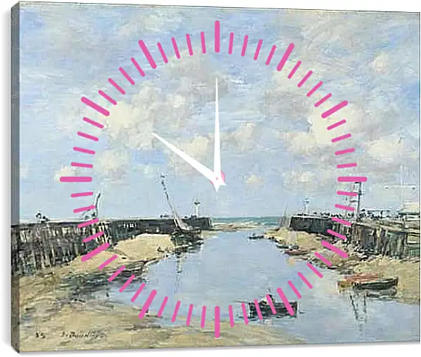 Часы картина - The Entrance to Trouville Harbour. Эжен Буден