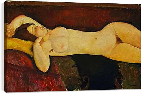 Постер на подрамнике - Reclining Nude. Лежащая обнажённая 2. Амедео Модильяни