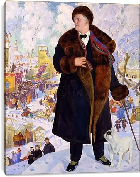 Постер на подрамнике - Портрет Шаляпина. Борис Кустодиев