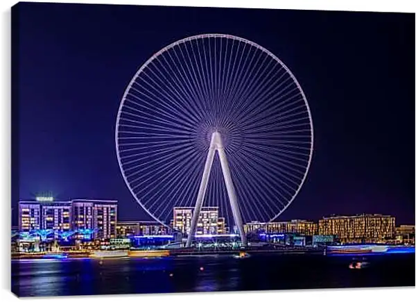 Постер на подрамнике - Ночное колесо обозрения. Дубай