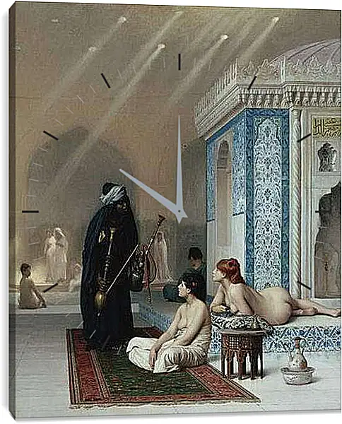 Часы картина - Pool in a Harem. Жан-Леон Жером